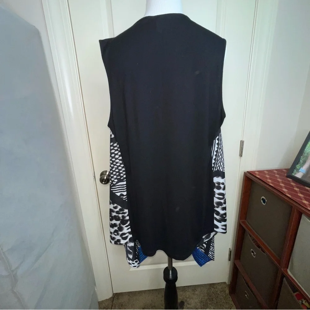 Chico’s Kimono Caftan Jacket Vest Cover Up Blue One Size L